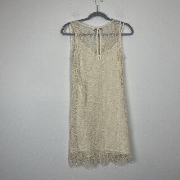 Cupcakes And Cashmere Woman’s Ivory Lace Tank Shift Dress Lined Size Small - Picture 6 of 8